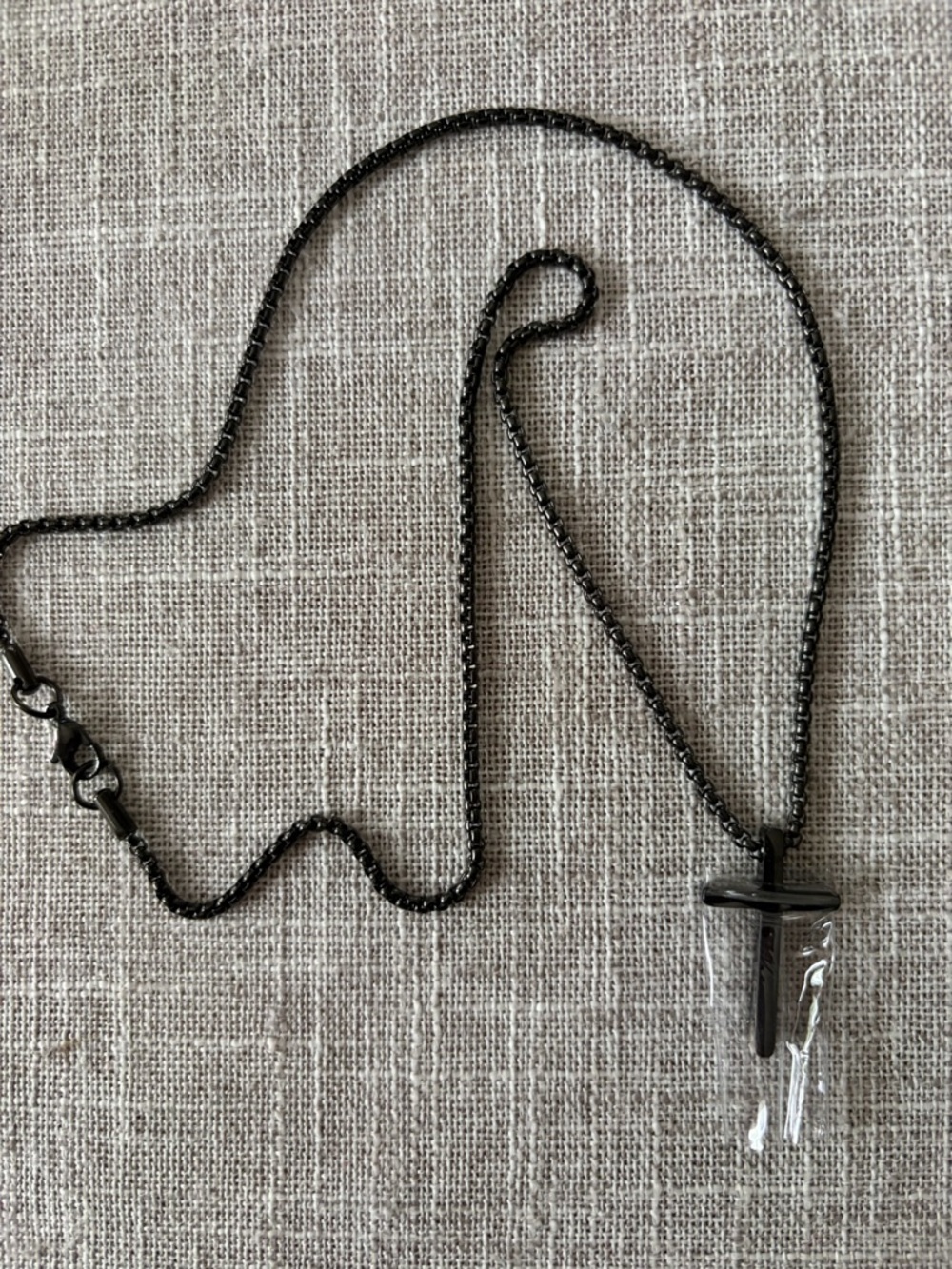 Black Gunmetal Cross Pendant Necklace